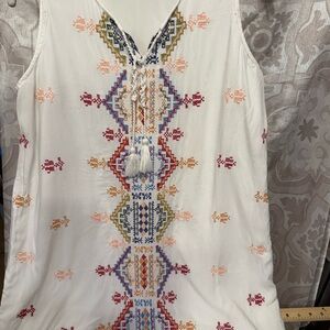 Chic Connection Embroidered Sleeveless Dress with Tassels